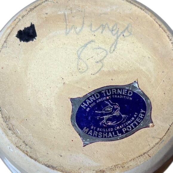 Vintage Marshall Pottery Hand Turned 6" x 5.25" Flower Ceramic Crock Vase Texas - Picture 4 of 4